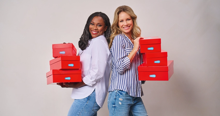 Wolky models with shoe boxes