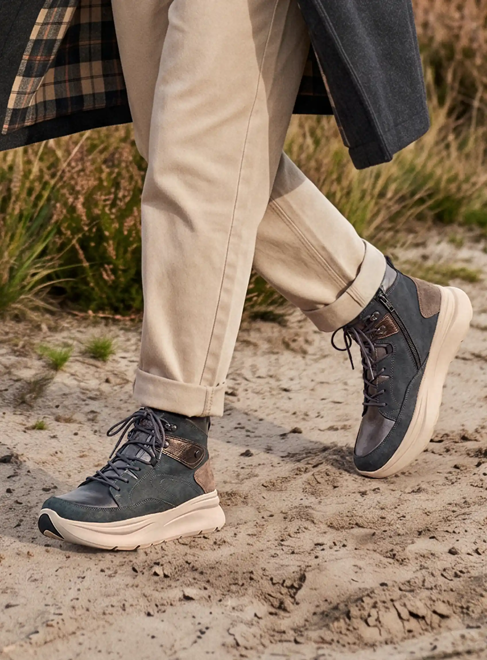 Apex bronze metallic shoes, walking in nature
