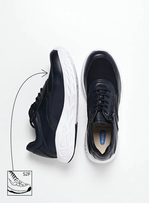 Wolky Vitality S2F - blue combi stretch leather Trainers for women