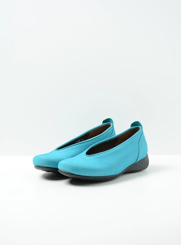 wolky slipons 00359 ballet 11760 turquoise nubuck front
