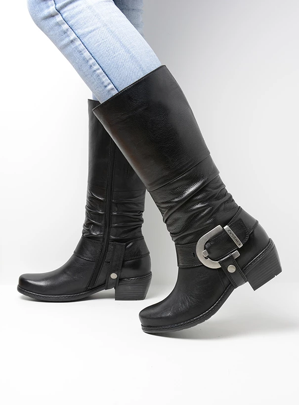 wolky long boots 00456 la banda 2000 black leather detail