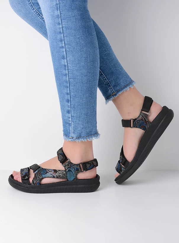 wolky sandals 00710 energy lady 68080 black blue suede detail