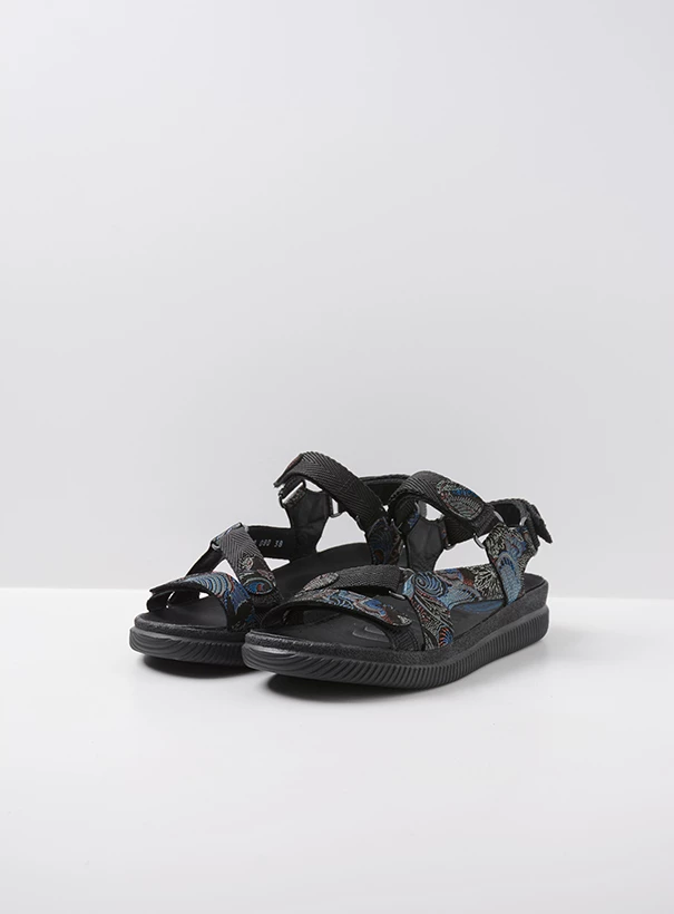 wolky sandals 00710 energy lady 68080 black blue suede front