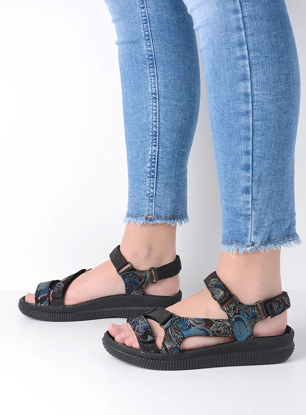 wolky sandals 00710 energy lady 68080 black blue suede sfeer