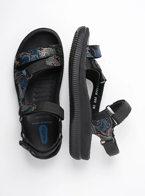 wolky sandals 00710 energy lady 68080 black blue suede top