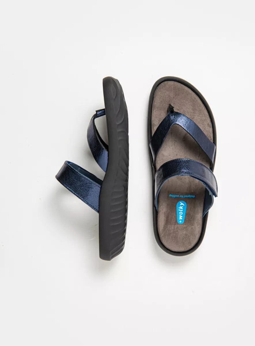Wolky Sandals 00880 Tahiti 23800 blue metallic leather