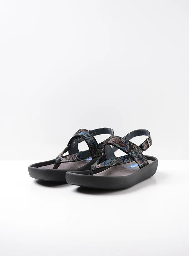 wolky sandals 00882 cebu 68080 black blue suede front