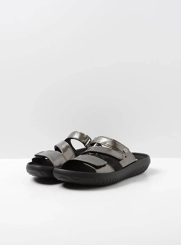 wolky sandals 00889 sense vegan 96700 greygreen vegan patent leather front
