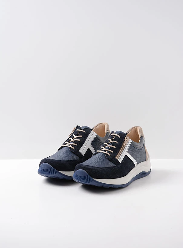 wolky low lace up shoes 00979 comrie 92820 denim combi leather front