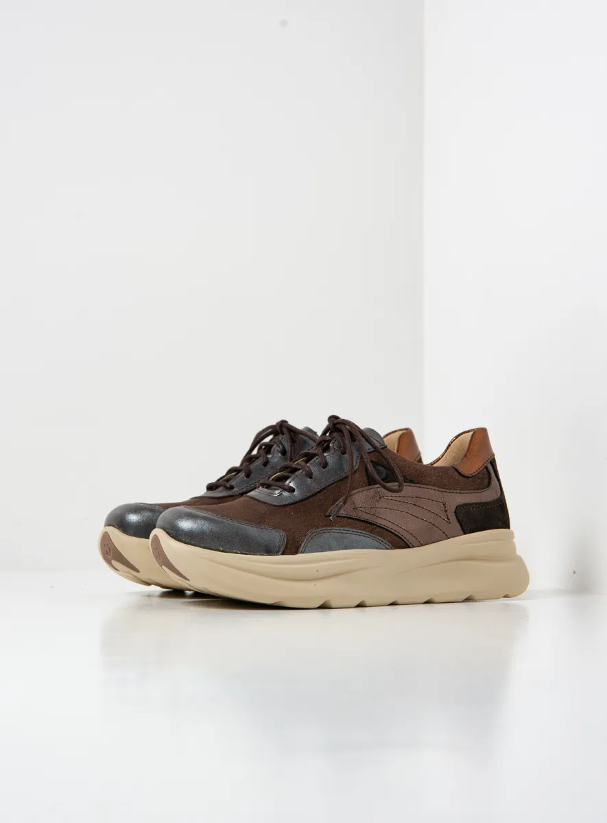 Wolky Nova S2F - brown combi stretch leather Arch support shoes for women