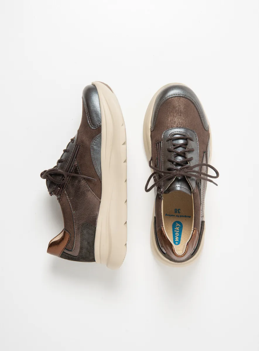 Wolky Rits 00990 Nova S2F 90300 brown combi stretch leather