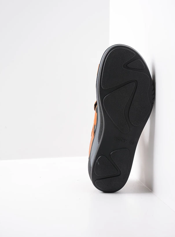 wolky sandals 01055 desh 30550 orange leather sole