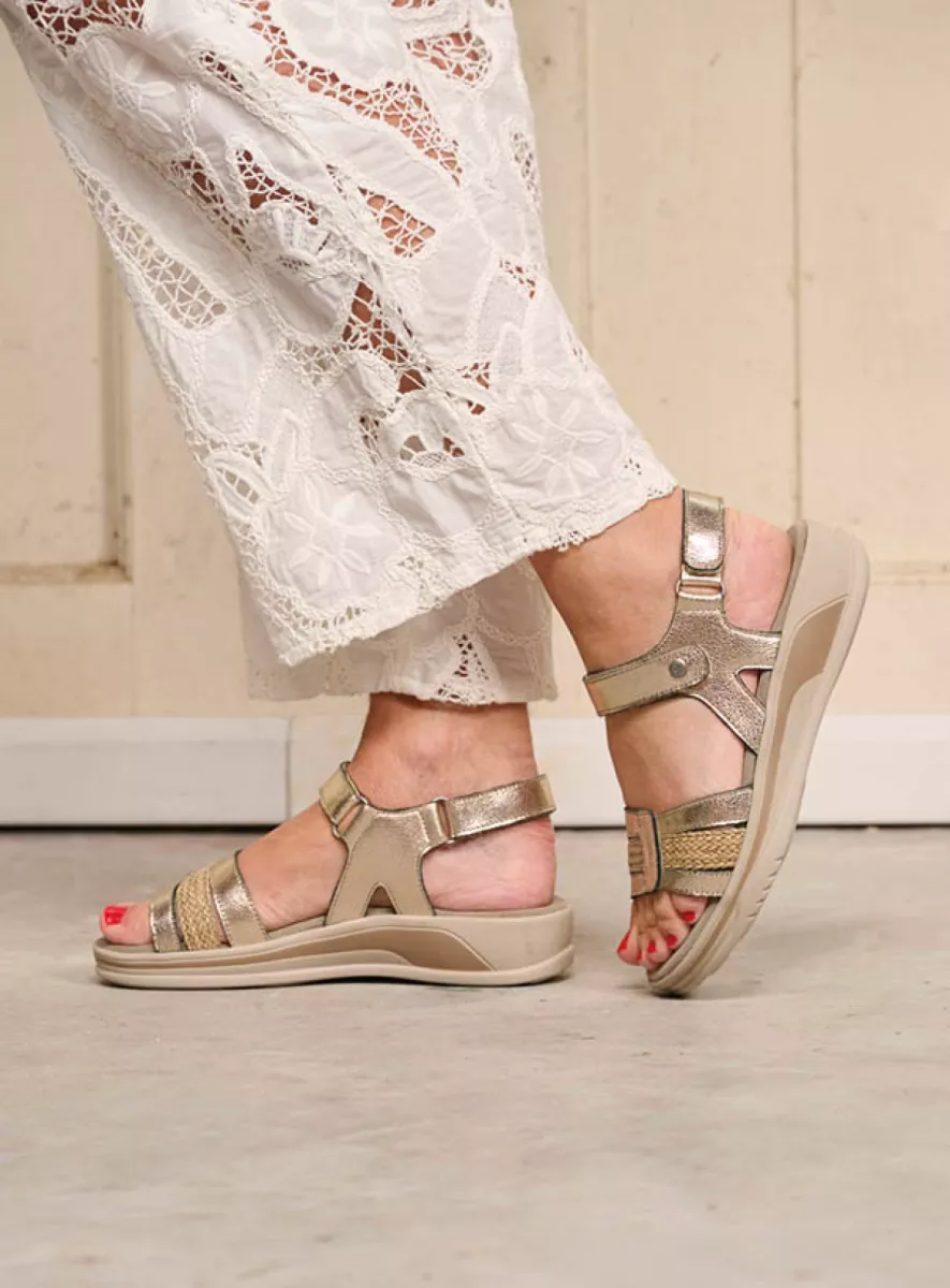 Wolky Sandals 01057 Fantom 23145 champagne metallic leather