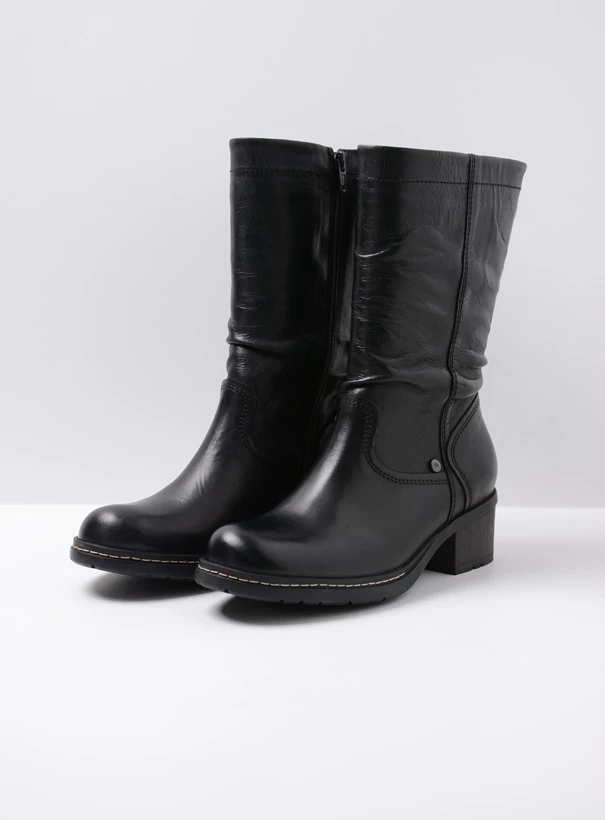 wolky mid calf boots 01261 edmonton 30000 black leather front
