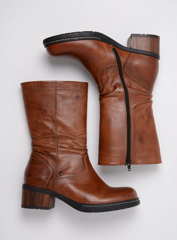 wolky mid calf boots 01261 edmonton 30430 cognac leather top