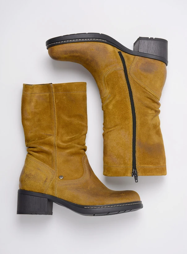 wolky mid calf boots 01261 edmonton 45925 dark ochre suede top