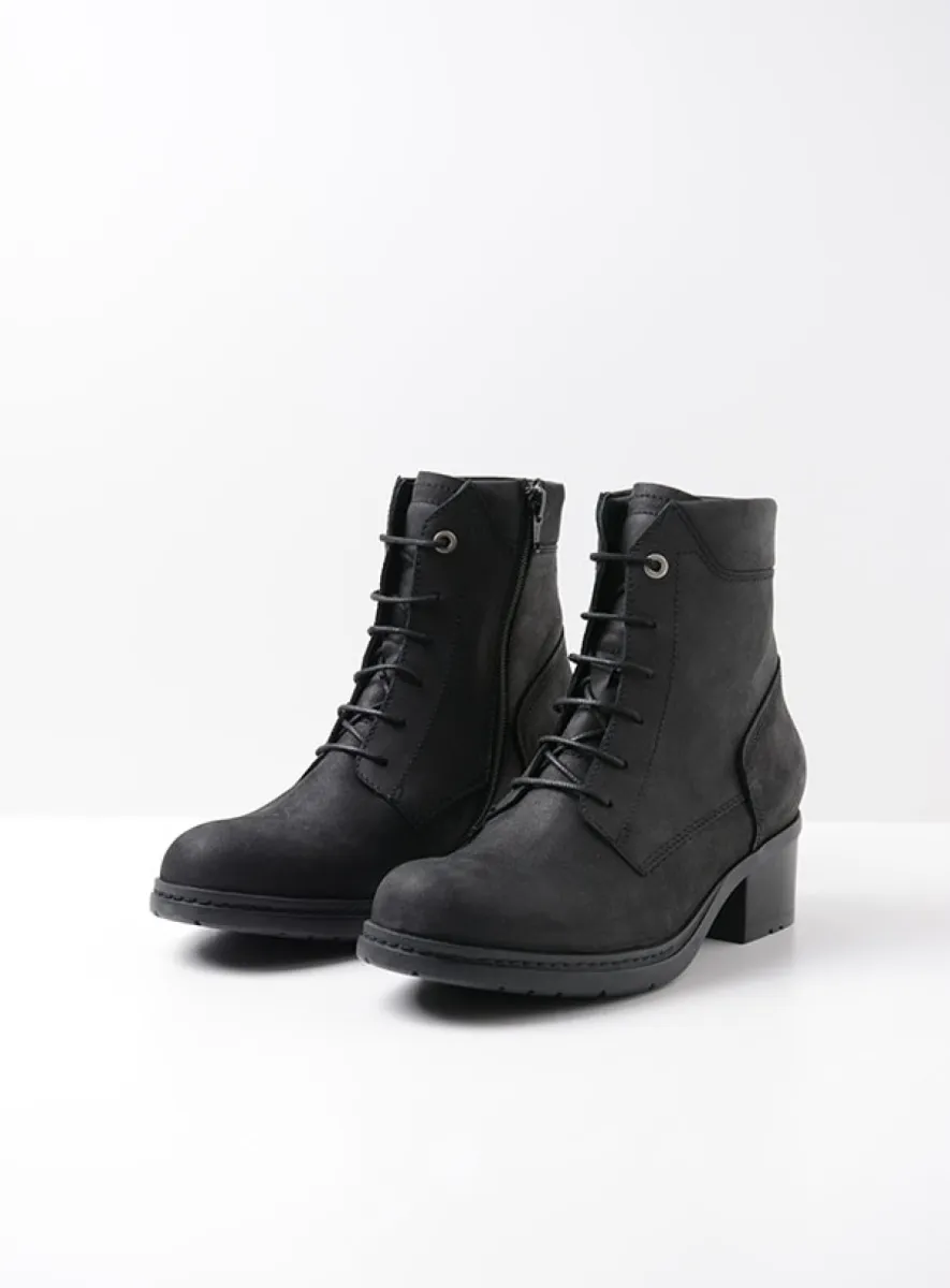 Wolky Edson - black nubuck Biker boots for women