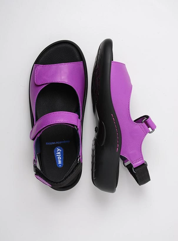 wolky sandals 01300 salvia 30660 fuchsia leather top