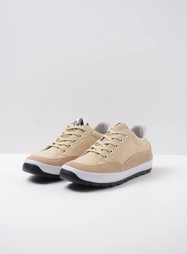 wolky low lace up shoes 01425 babati 94390 beige canvas suede front