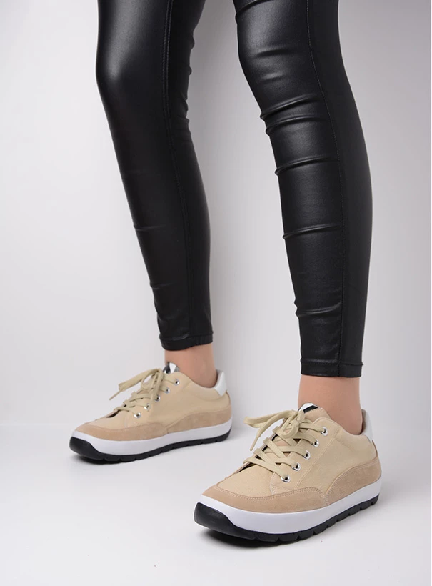 wolky low lace up shoes 01425 babati 94390 beige canvas suede sfeer