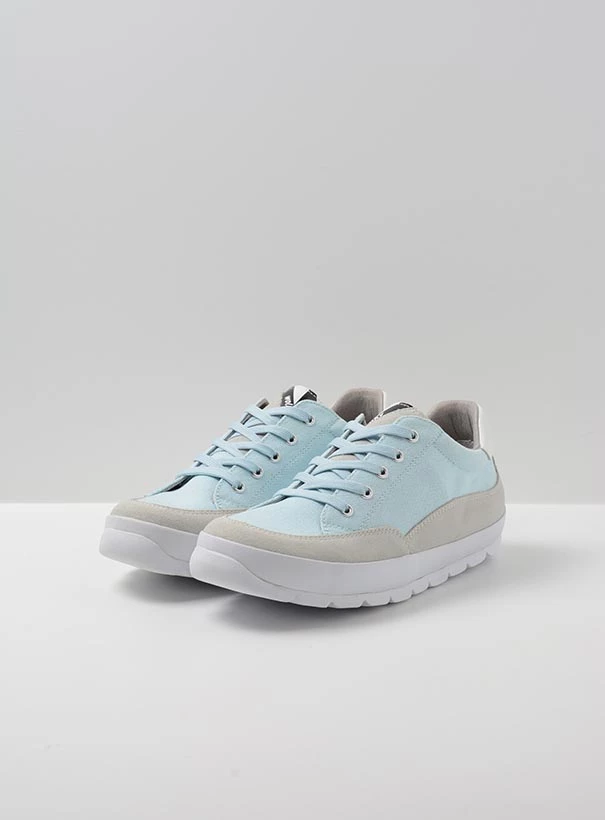 wolky low lace up shoes 01425 babati 94806 light blue canvas suede front