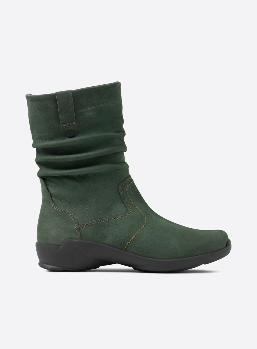 Wolky Luna- green nubuck Arch support shoes for women