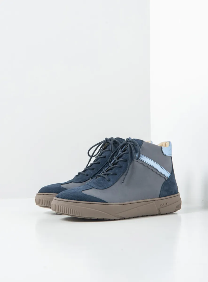Wolky Sapri - blue suede combi Lace up boots for women