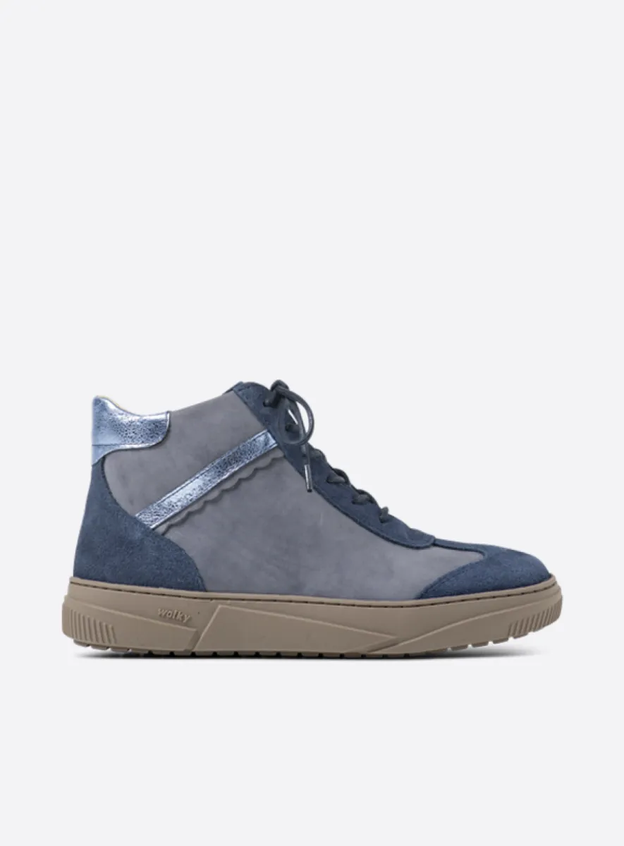 Wolky Sapri - blue suede combi Lace up boots for women