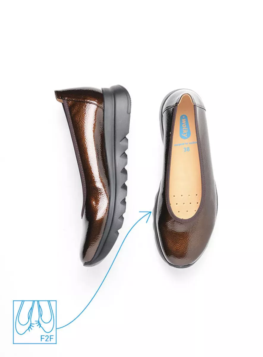Wolky Ballet pumps 02126 Snallerina F2F 96363 copper patent biocare