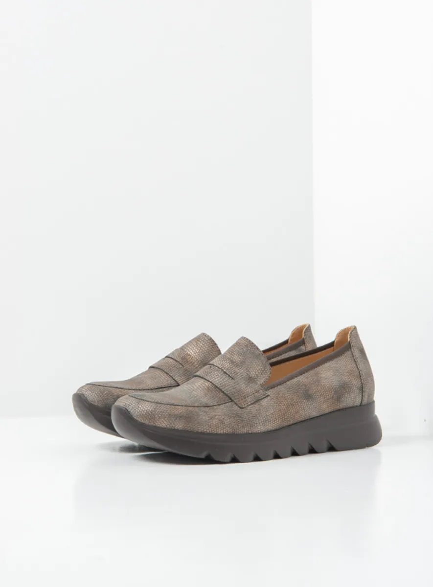 Wolky Snoafer F2F - brown metallic vegan biocare Slip-ons for women