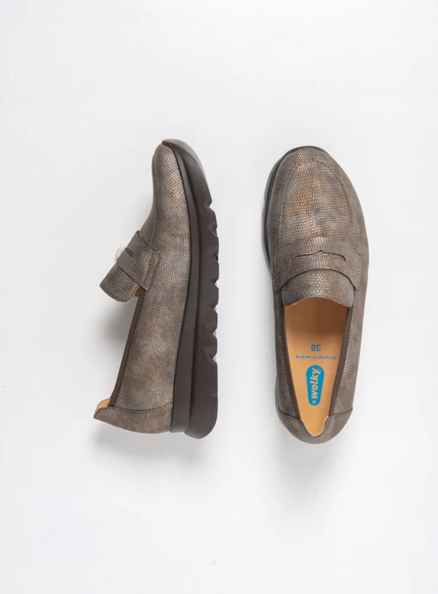 Wolky Slipons 02127 Snoafer F2F 83300 brown metallic vegan biocare