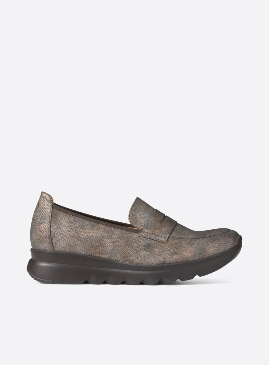 Wolky Snoafer F2F - brown metallic vegan biocare Slip-ons for women