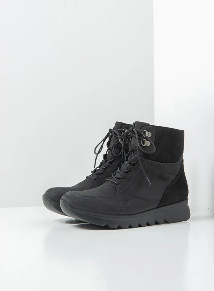 Wolky Grenada HV - black nubuck Arch support shoes for women