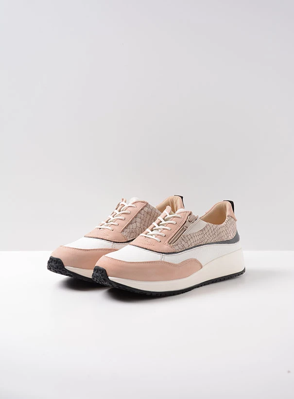 wolky low lace up shoes 02278 sprint 91612 offwhite combi leather front