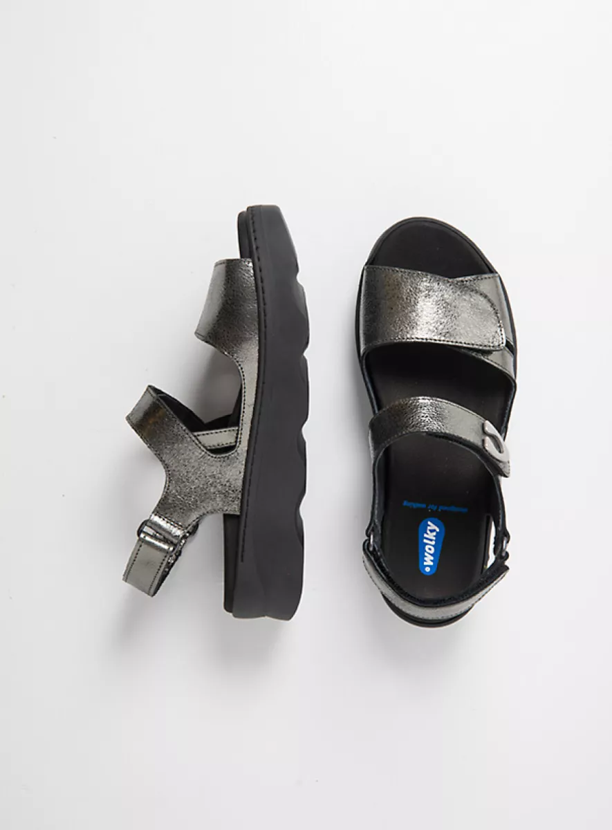 Wolky Sandals 02350 Medusa 23301 carbon metallic leather
