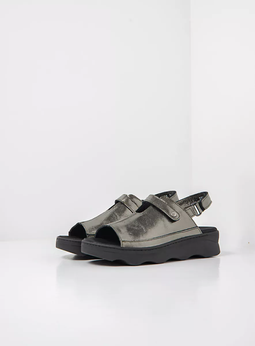 Wolky Sandals 02353 Laprida 23301 carbon metallic leather