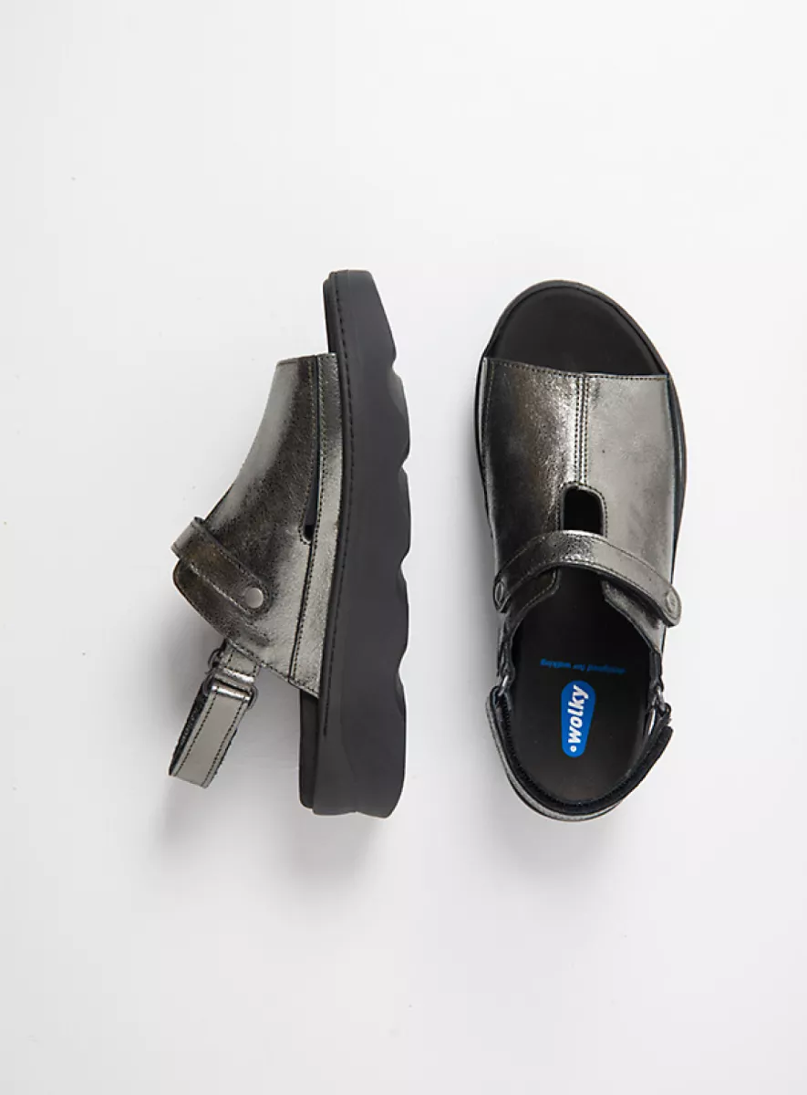 Wolky Sandals 02353 Laprida 23301 carbon metallic leather