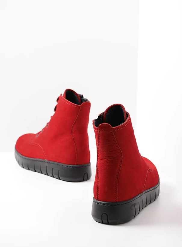wolky high lace up shoes 02377 new wave 10500 red nubuck back