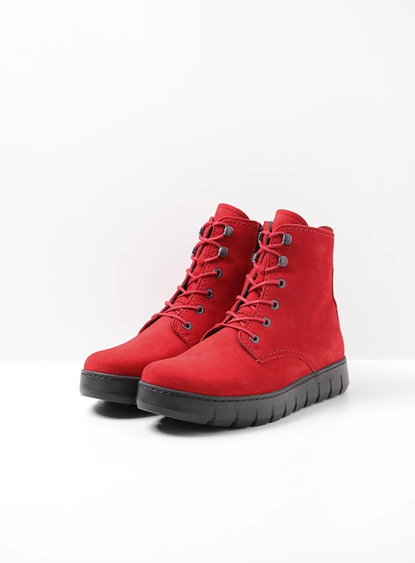 wolky high lace up shoes 02377 new wave 10500 red nubuck front