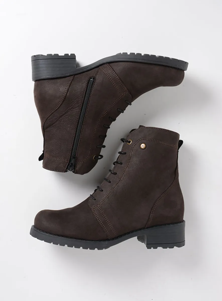 Wolky Quinta - brown nubuck Biker boots for women