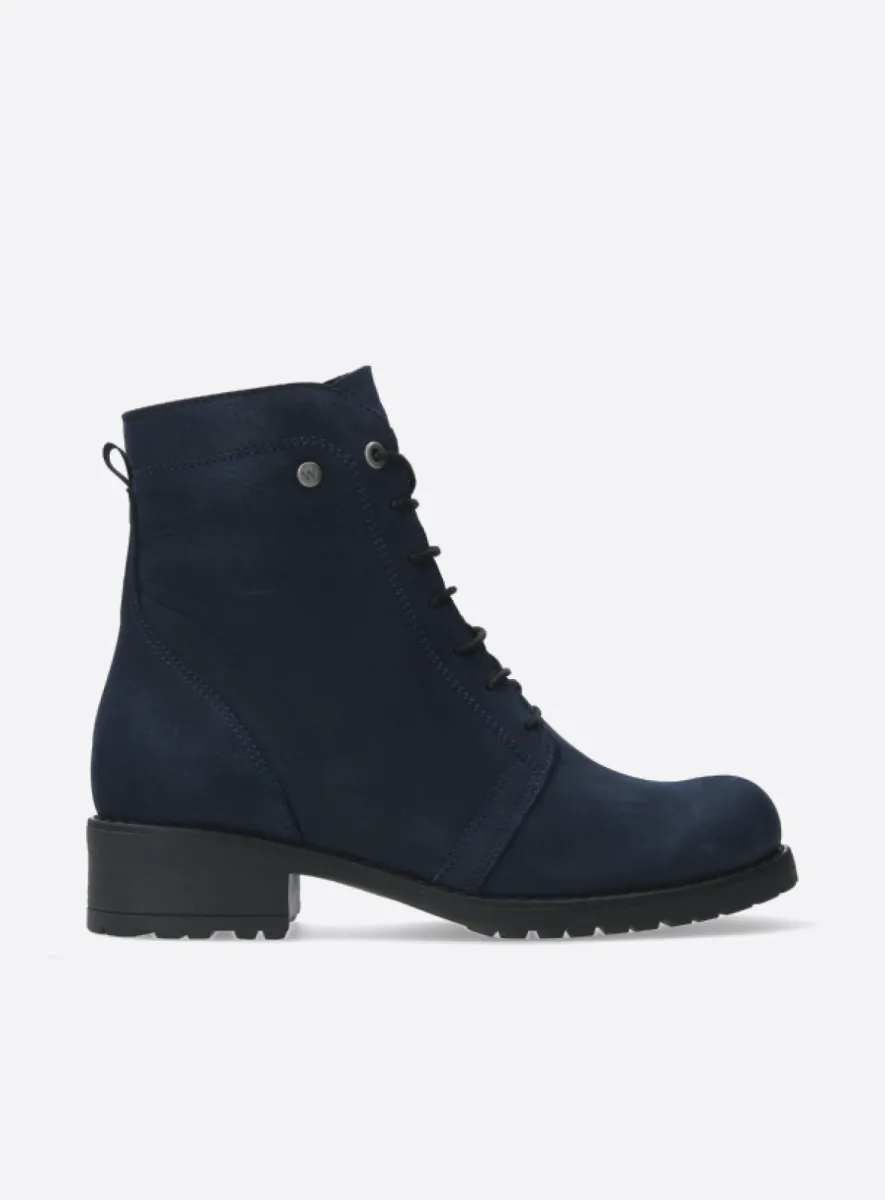 Wolky Quinta - blue nubuck Biker boots for women