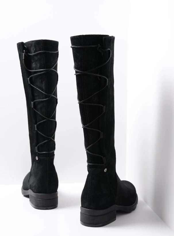 wolky long boots 02633 longview 45000 black suede back