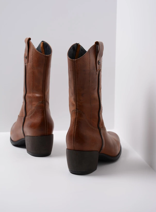 wolky mid calf boots 02876 caprock 30430 cognac leather back