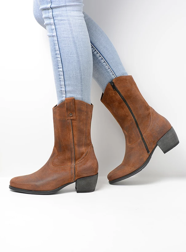 wolky mid calf boots 02876 caprock 45430 cognac suede detail