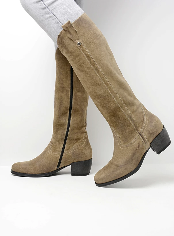 wolky long boots 02879 sundown 45150 taupe suede sfeer