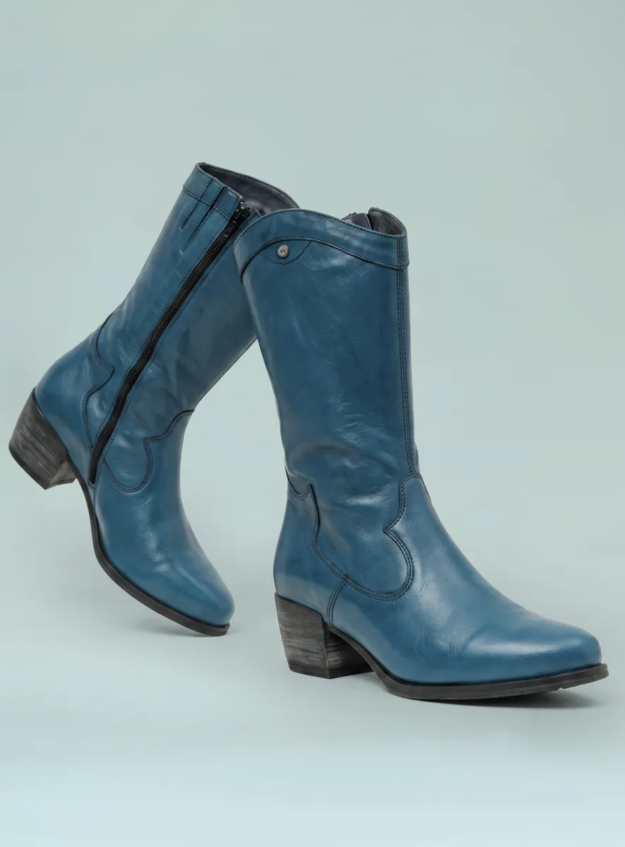 Wolky Caldwell HV - petrol leather Cowboy boots for women