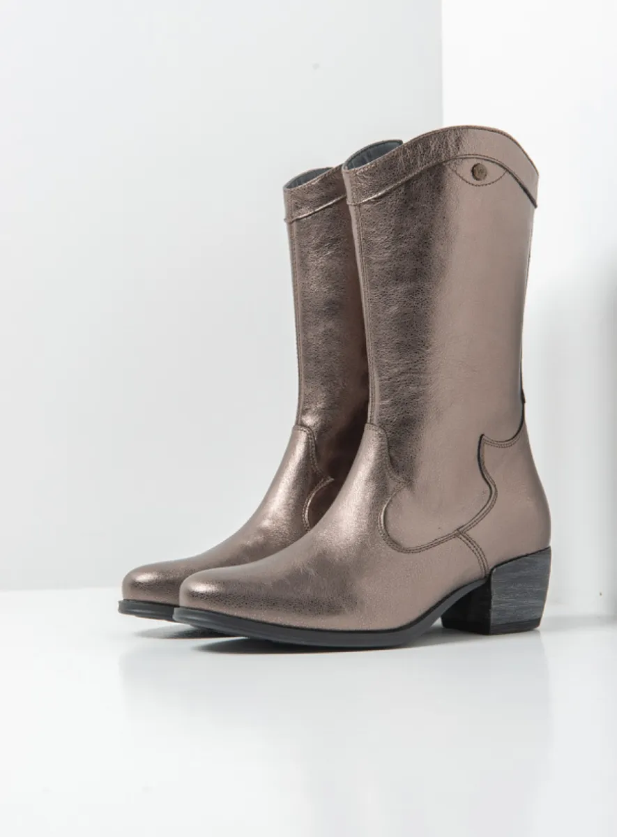 Wolky Caldwell HV - lead metallic leather Cowboy boots for women