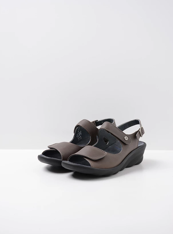 wolky sandals 03125 scala 30350 brown grey leather front