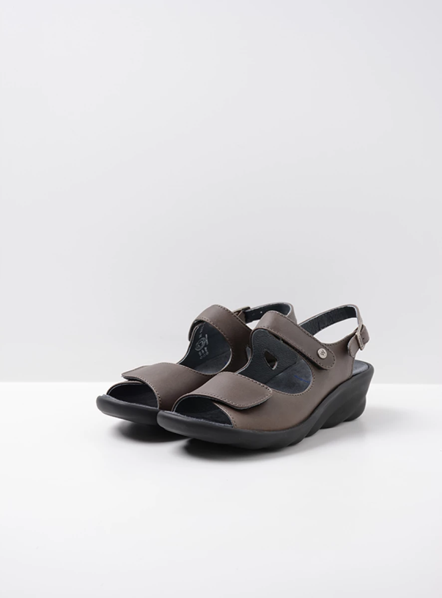 wolky sandals 03125 scala 30350 brown grey leather front