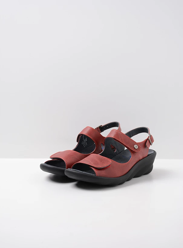 wolky sandals 03125 scala 30500 red leather front
